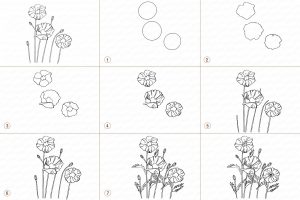 як-намалювати-букет-квітів